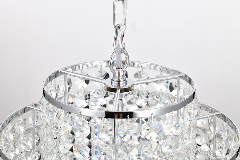 4-Light Chrome Modern Glam Chandelier With Tier Cascading Crystals