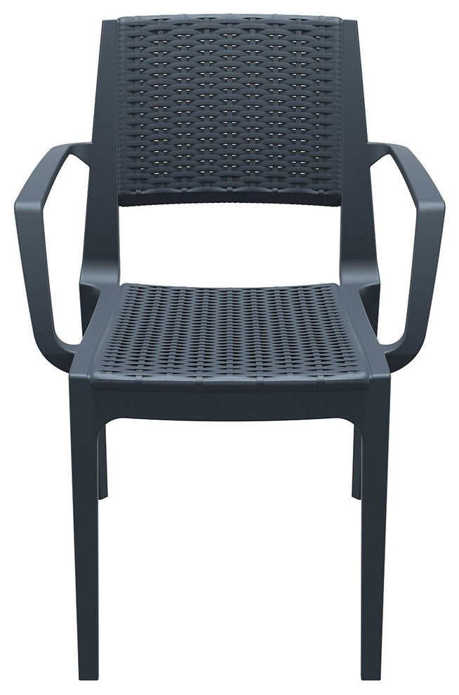 Capri Resin Dining Arm Chair, Dark Gray, Set of 2