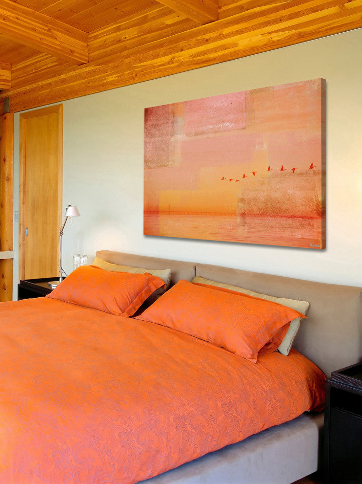 "Traveling Birds" Painting Print on Wrapped Canvas, 36"x24"