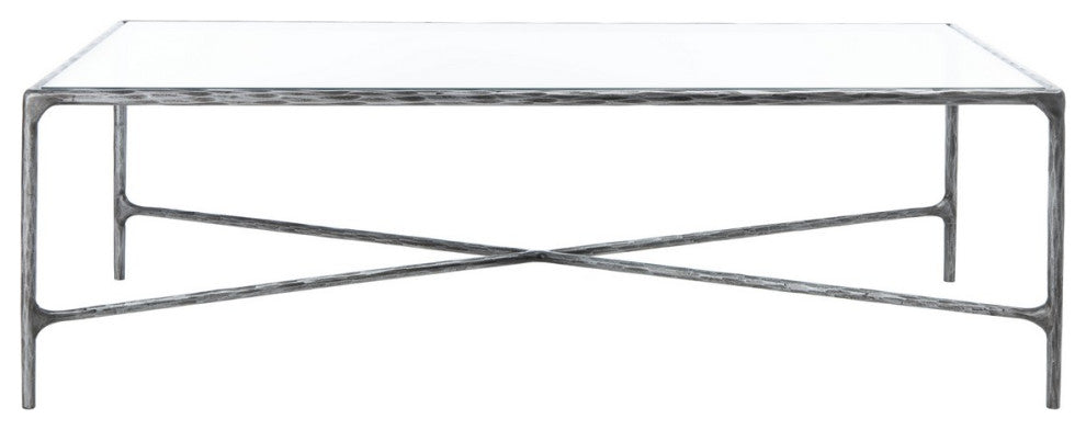 Safavieh Couture Jessa Rectangle Metal Coffee Table, Silver