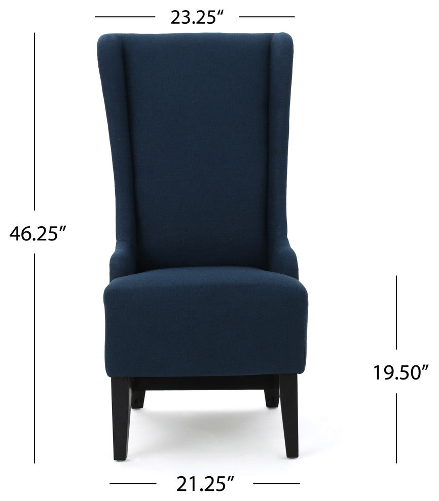 GDF Studio Sheldon Traditional Design High Back Fabric Dining Chair, Dark Blue
