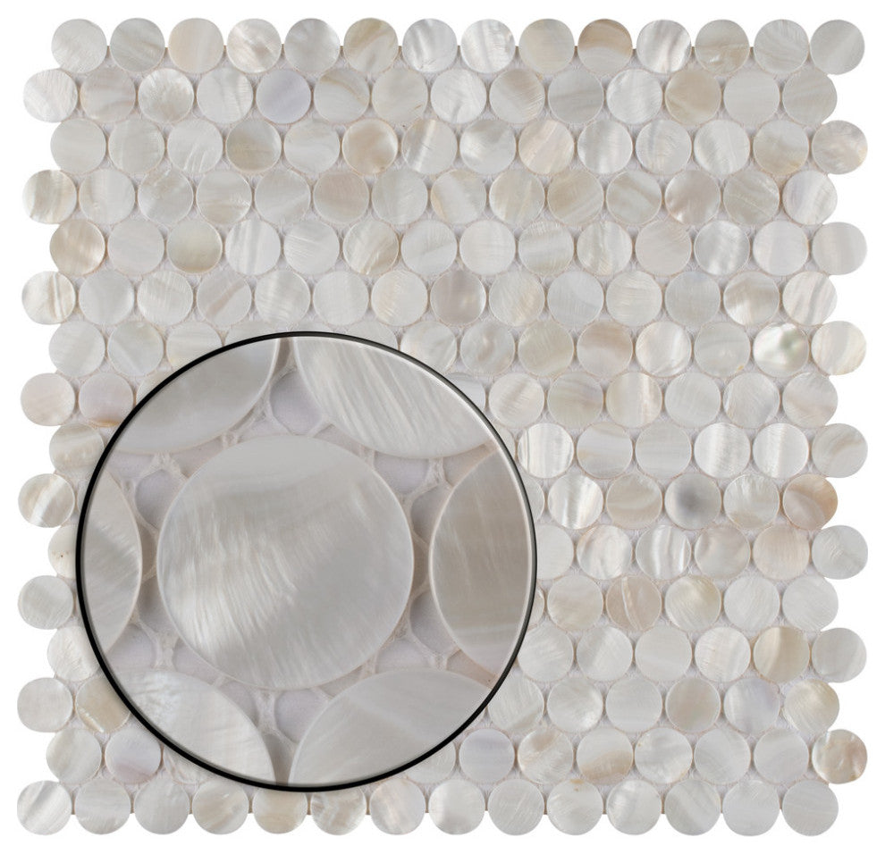 Conchella Mini Penny White Natural Shell Wall Tile