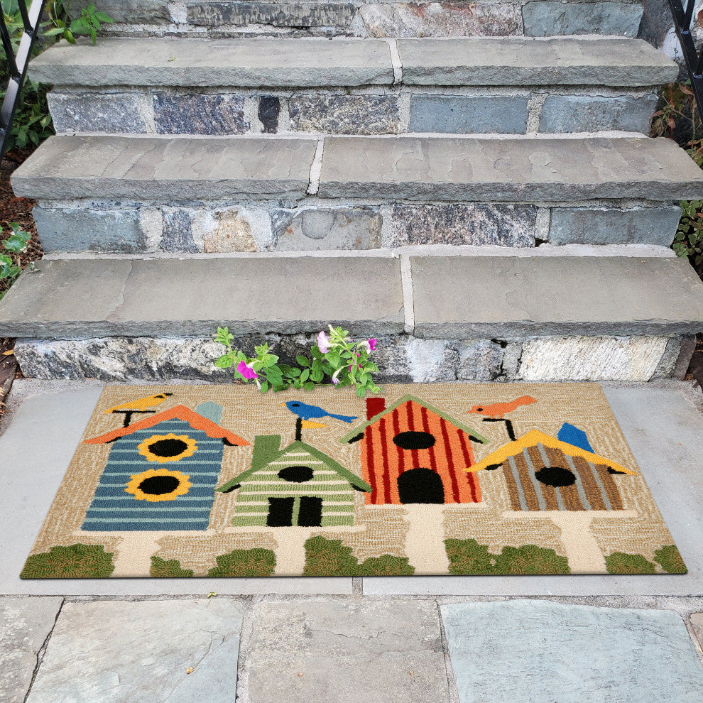 Frontporch Birdhouses Mat, Neutral, 1'8"x2' 6"
