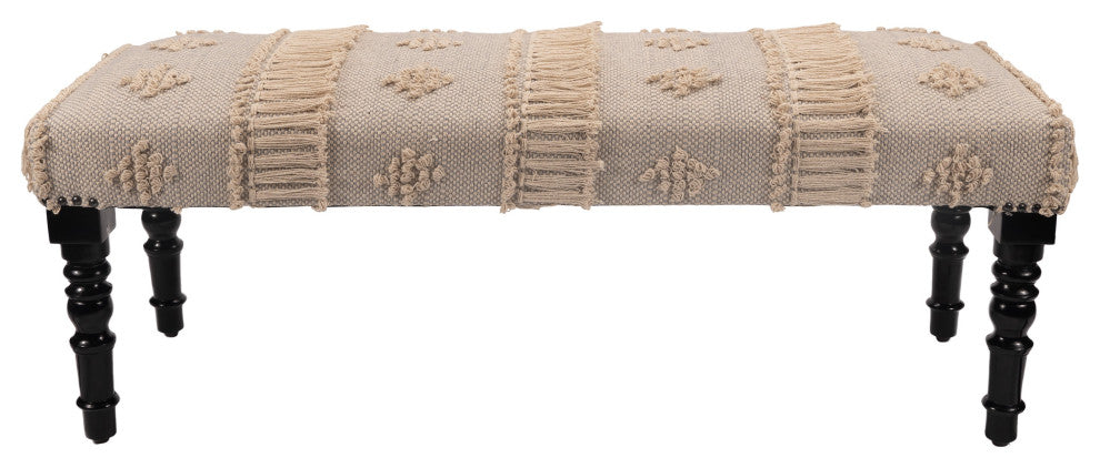 Intricate Embroidered Indoor Bench, 47" Length