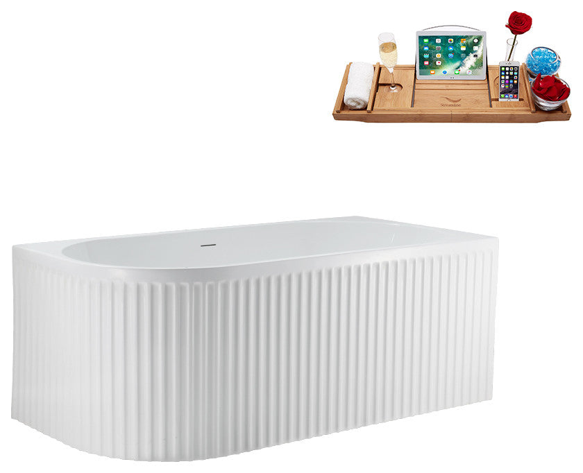 59" Streamline Bathtub and Tray With Drain, Polished Brass