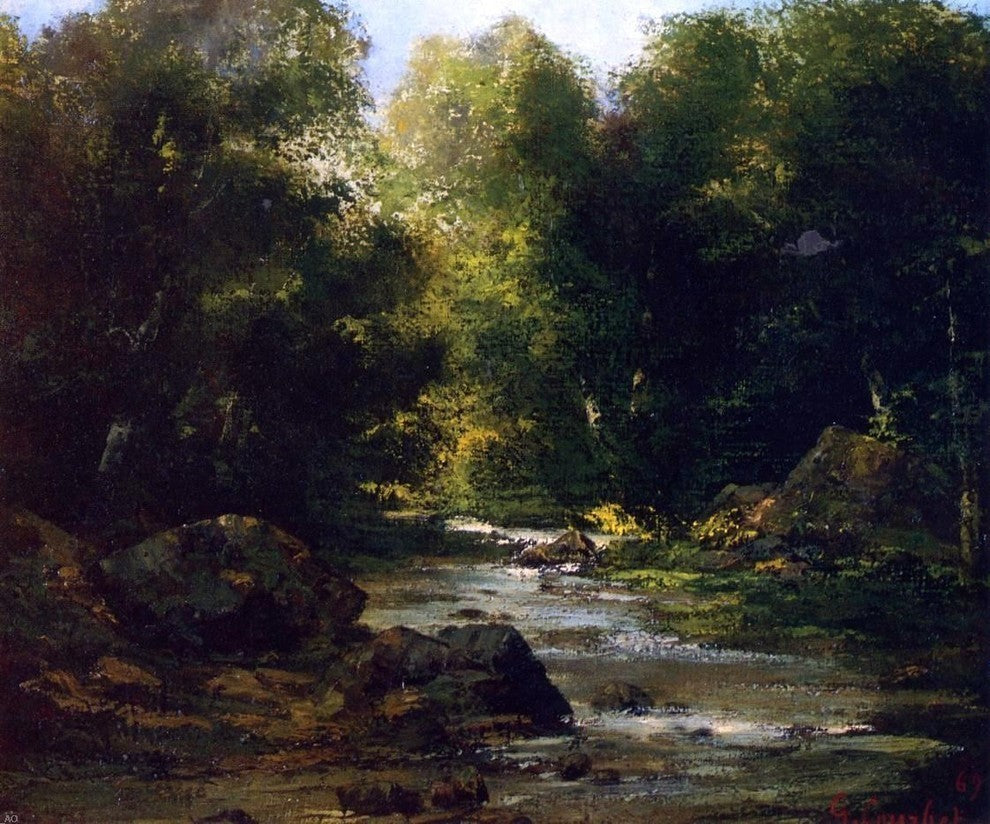 Gustave Courbet River Landscape Premium Canvas Print
