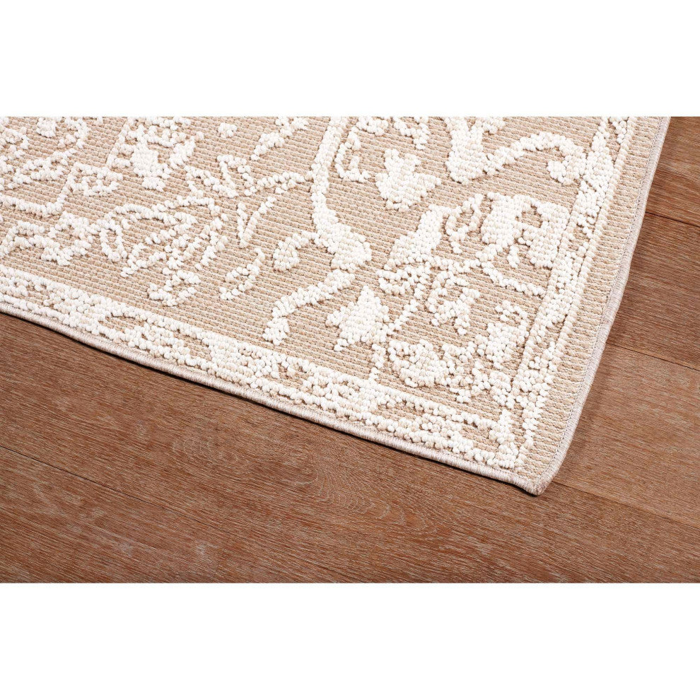 Resort Heriz Area Rug, Beige, 5'3"x7'3"