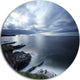Gloomy Bluish Atlantic Beach Portugal, Seashore Round Wall Art, 23"