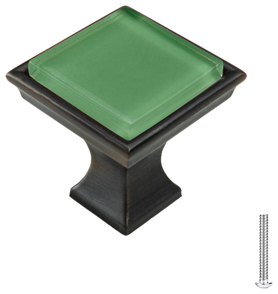 Light Fern Green Crystal Glass Oil Rubbed Bronze Madison Classic Knob