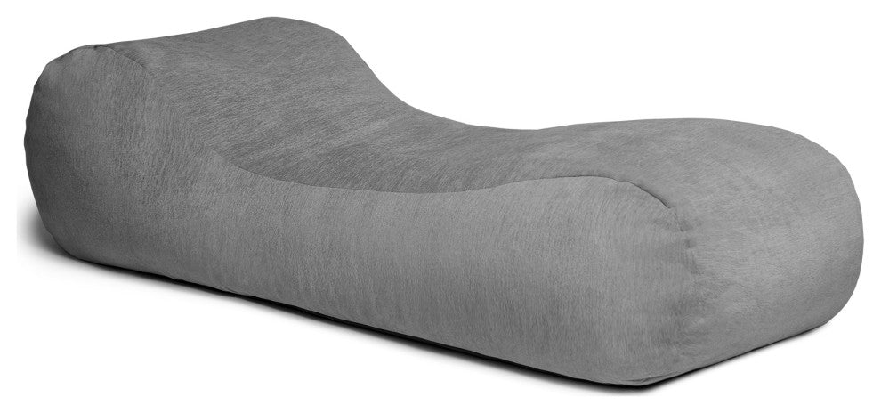 Arlo Chaise Lounge Bean Bag Chair, Premium Chenille, Gray