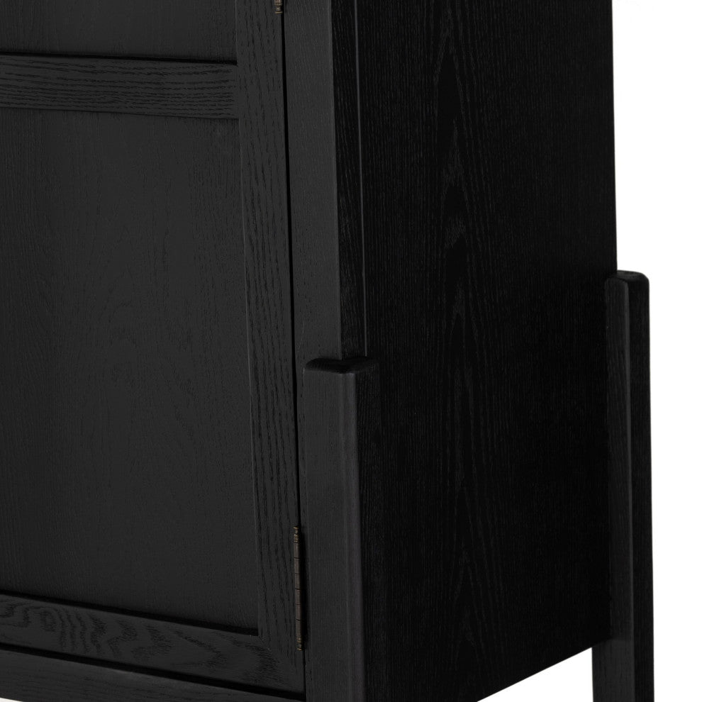 Tolle Bar Cabinet Drifted Matte Black Veneer, Drifted Oak Veneer, Matte Black