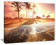 "Colorful Tropical Beach With Palms" Modern Beach Canvas Art Print, 40"x30"