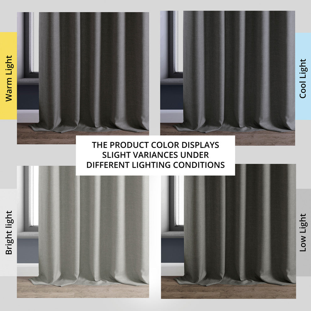 Italian Faux Linen Curtain Single Panel, Taupe Grey, 50"x120"