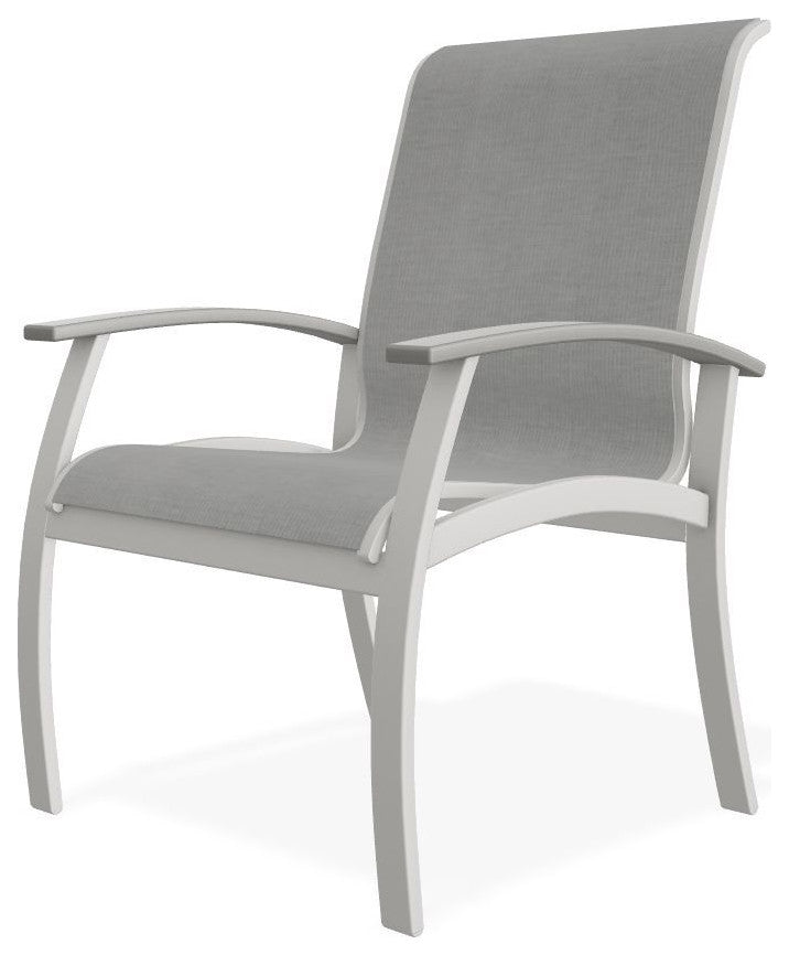 Belle Isle Sling Outdoor Dining Chair, Alloy/Snow