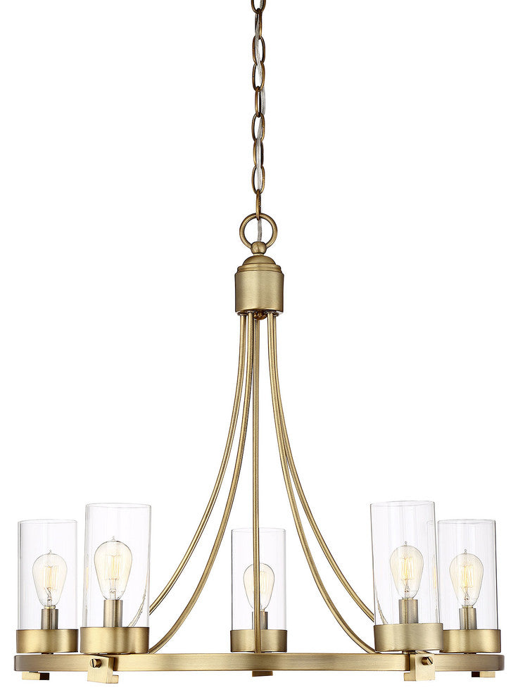 5-Light Chandelier, Natural Brass