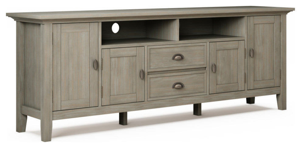Redmond Solid Wood 72" TV Media Stand, Black, Distressed Gray