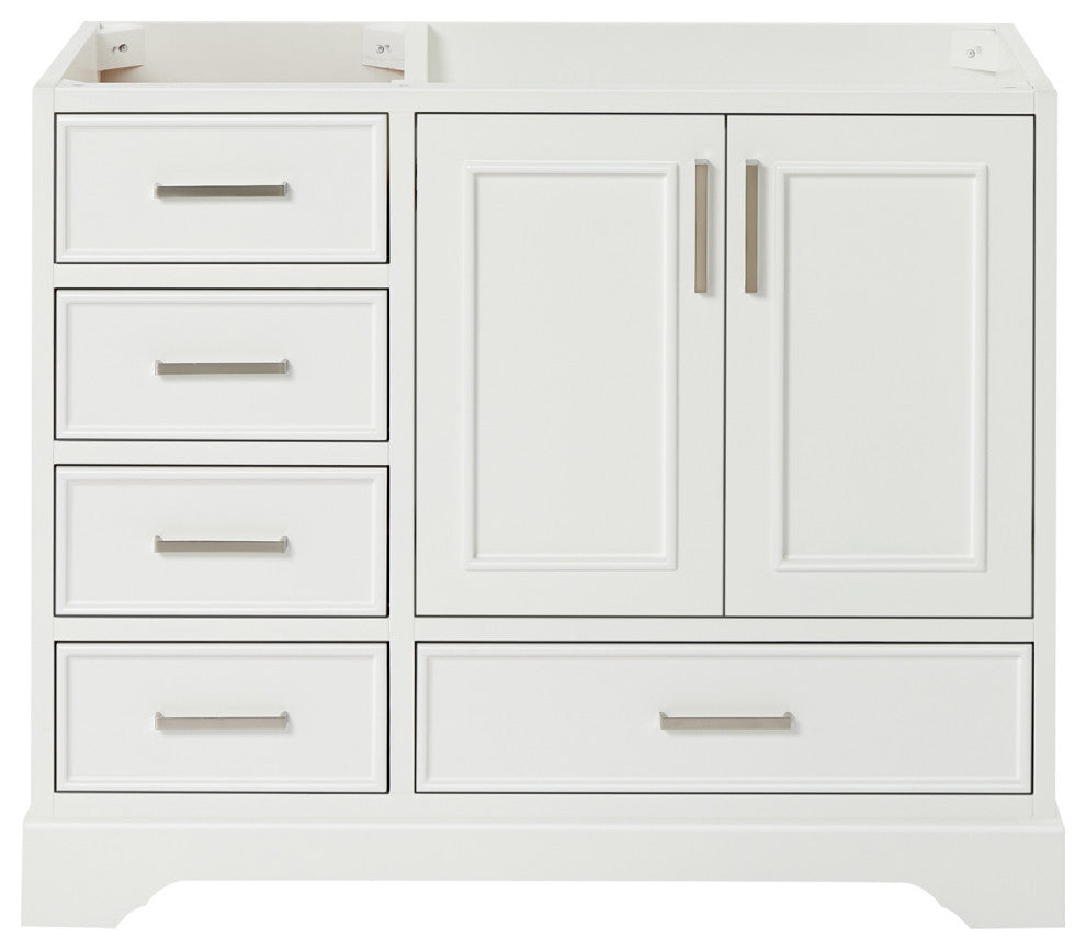 Ariel Stafford 42" Single Right Offset Sink Bathroom Vanity Base, White