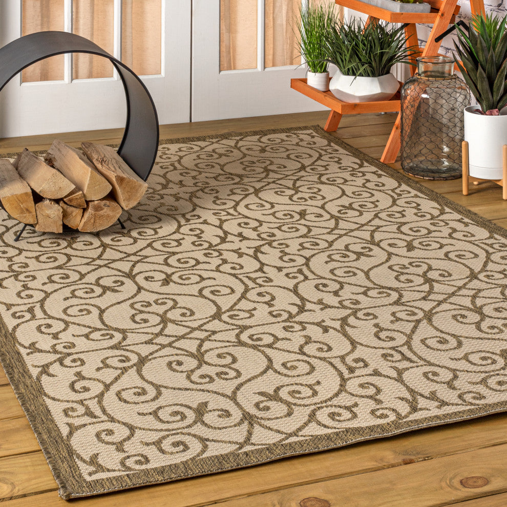 Madrid Vintage Filigree Textured Weave Indoor/Outdoor Area Rug
