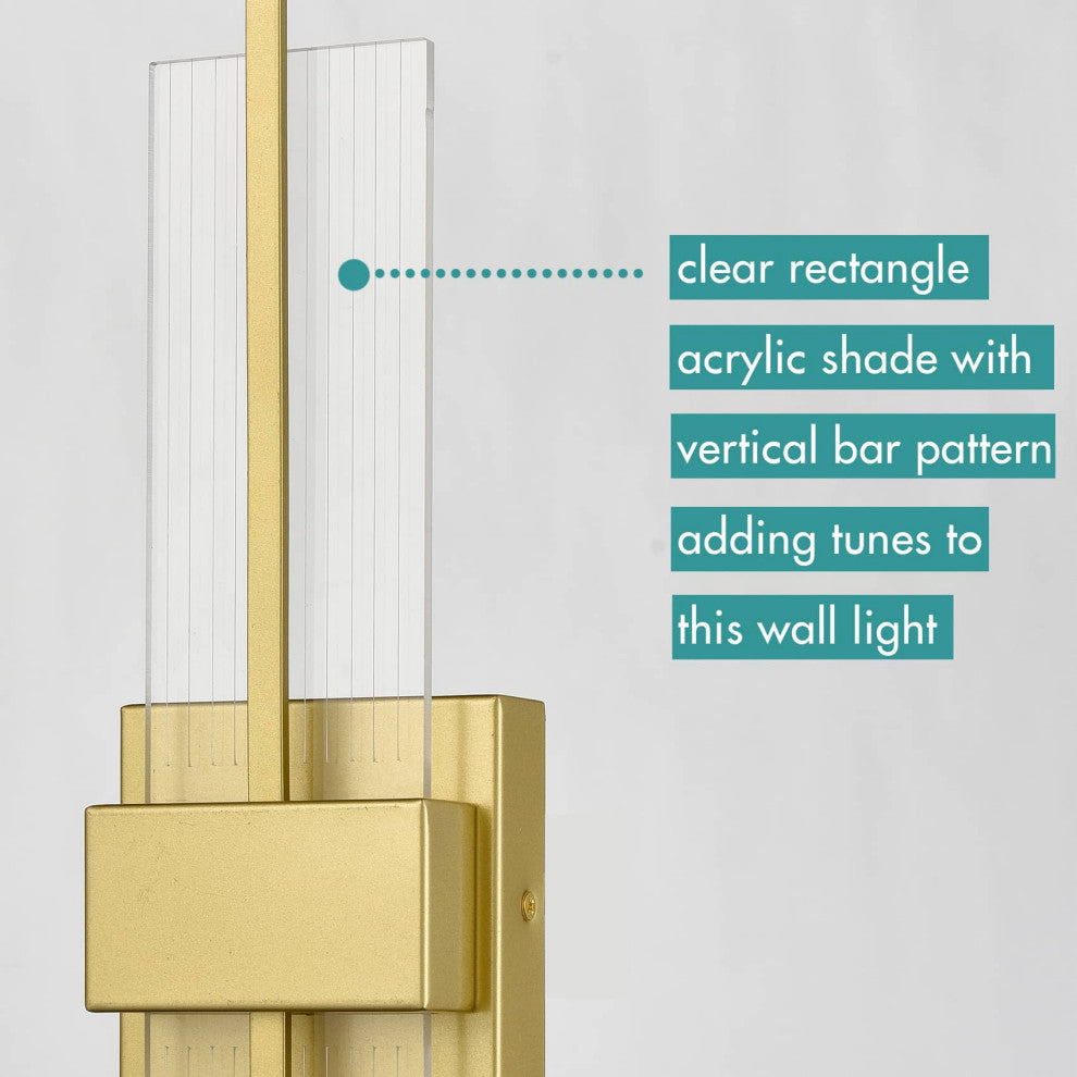 Modern Brass LED Wall Sconce Light With Clear Acrylic Shade