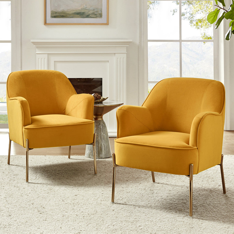 Nora Fabric Accent Chair, Mustard