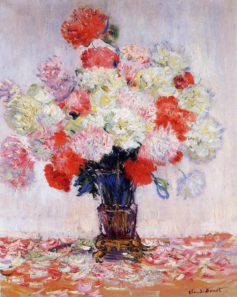 Claude Oscar Monet Vase of Peonies Premium Canvas Print