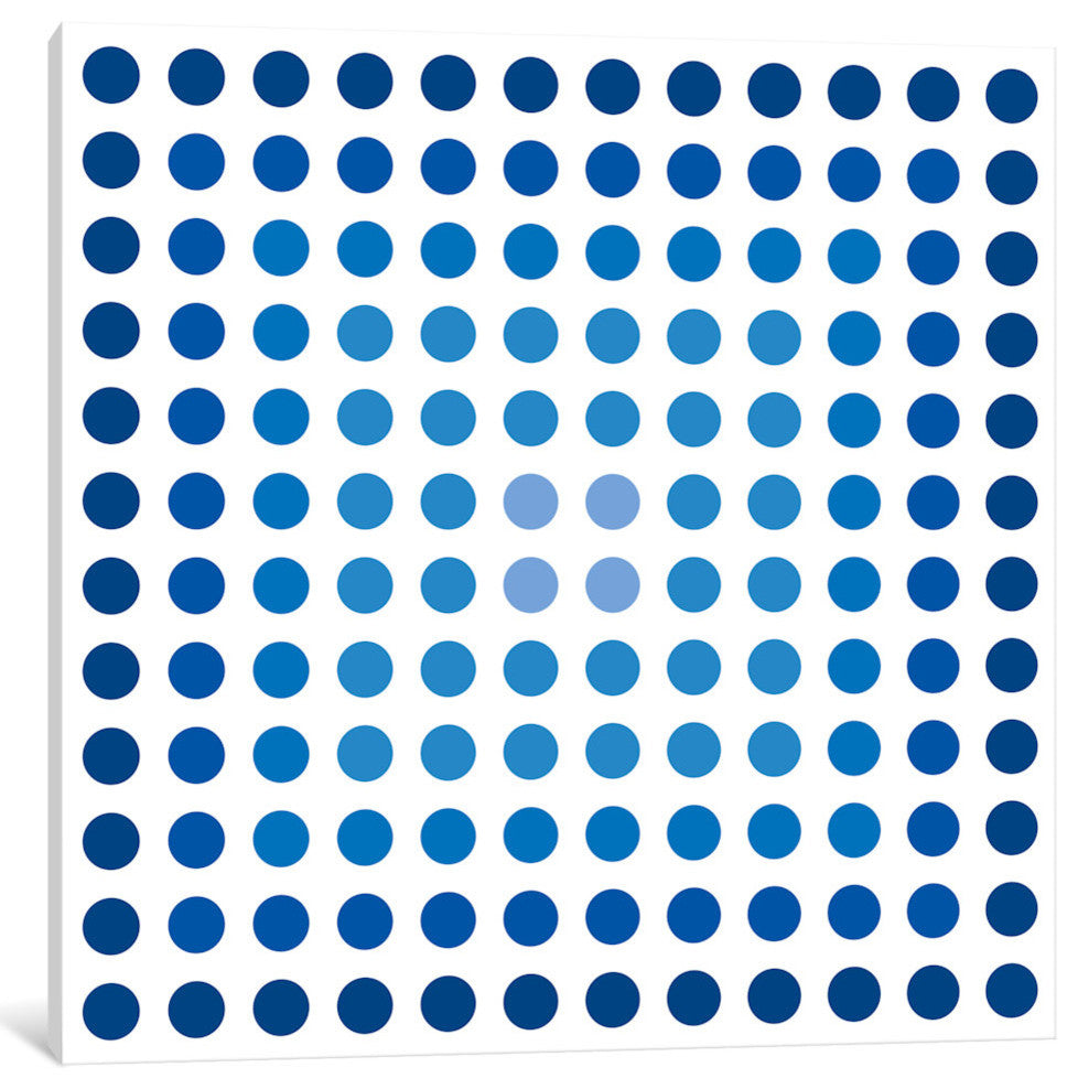 "Modern Art- Faded Navy Dots" by 5by5collective, 18x18x1.5"