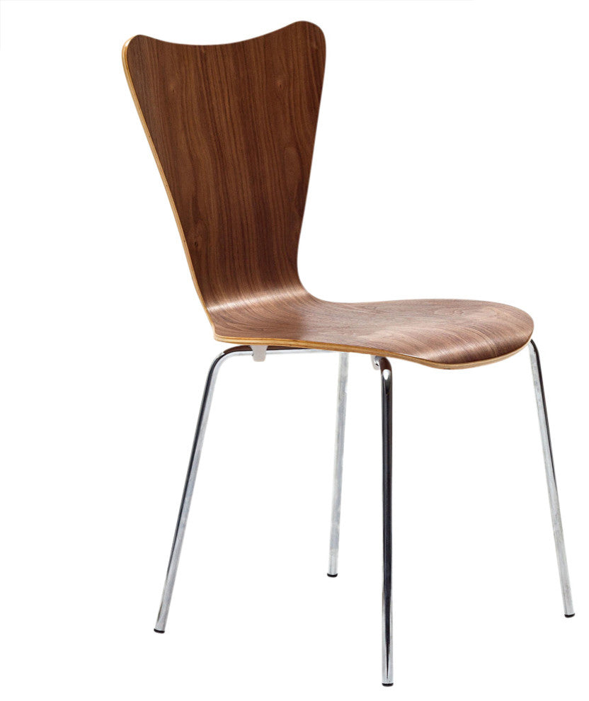 Modern Contemporary Kitchen Wood Dining Side Chair Walnut