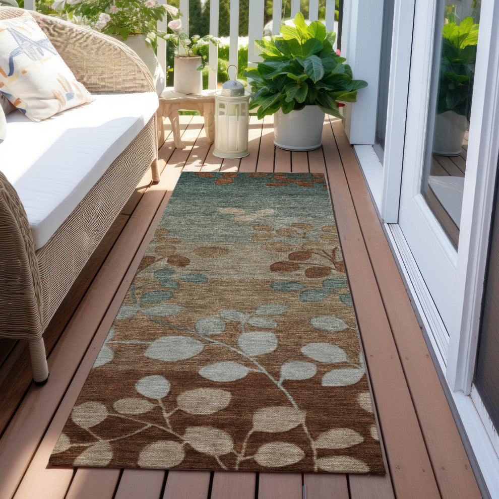 Machine Washable Indoor/Outdoor Chantille ACN1900 Mocha 2'3" x 7'6" Runner Rug
