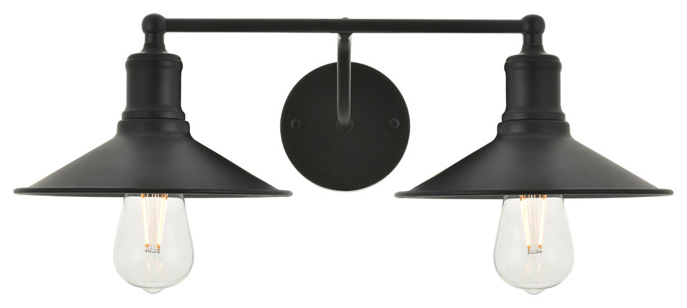 Black Finish 2-Light Wall Sconce