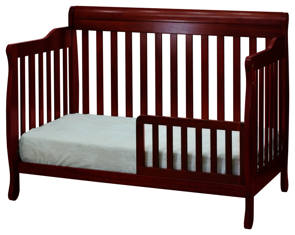 Baby Mile Eve 4-in-1 Convertible Crib With Guardrail, Cherry