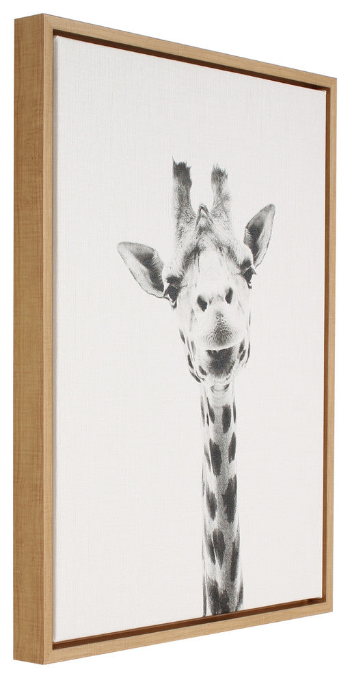 Giraffe Portrait Black and White Framed Canvas Wall Art