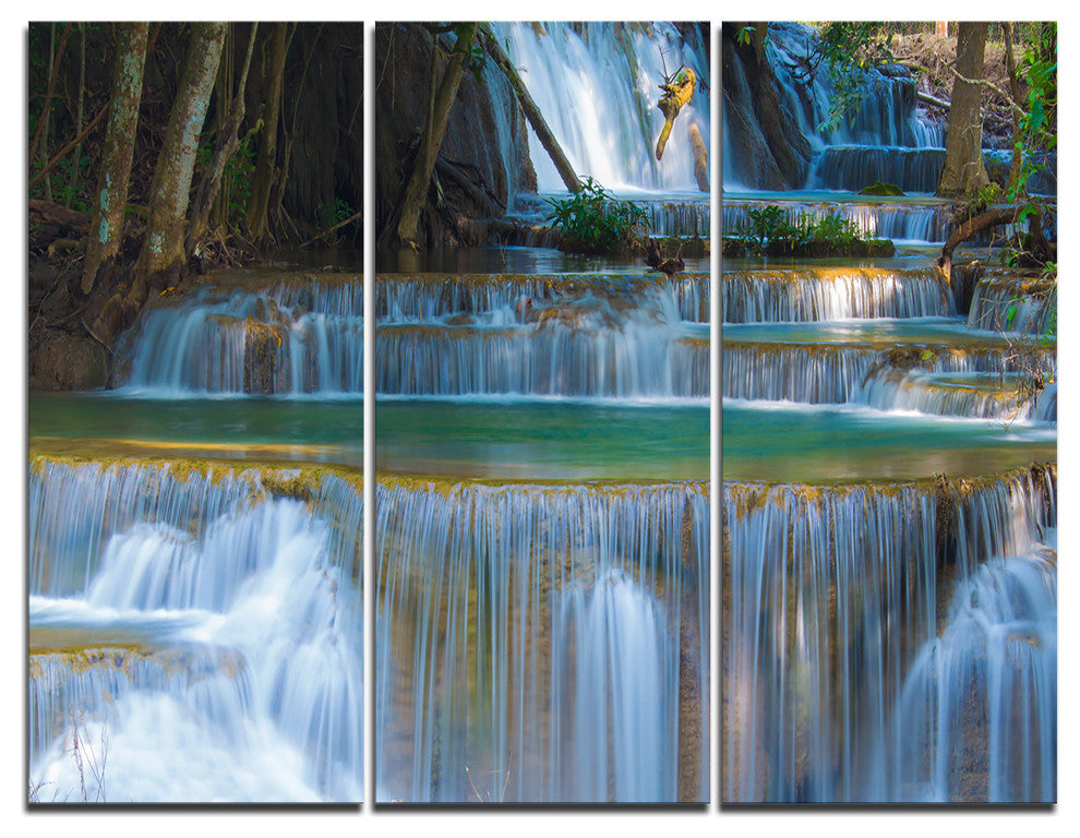 "Deep Forest Waterfall Thailand" Photo Canvas Print, 3 Panels, 36"x28"