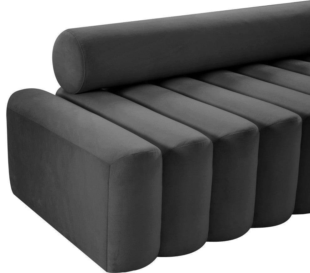 Melody Velvet Upholstered Chair, Gray, Loveseat