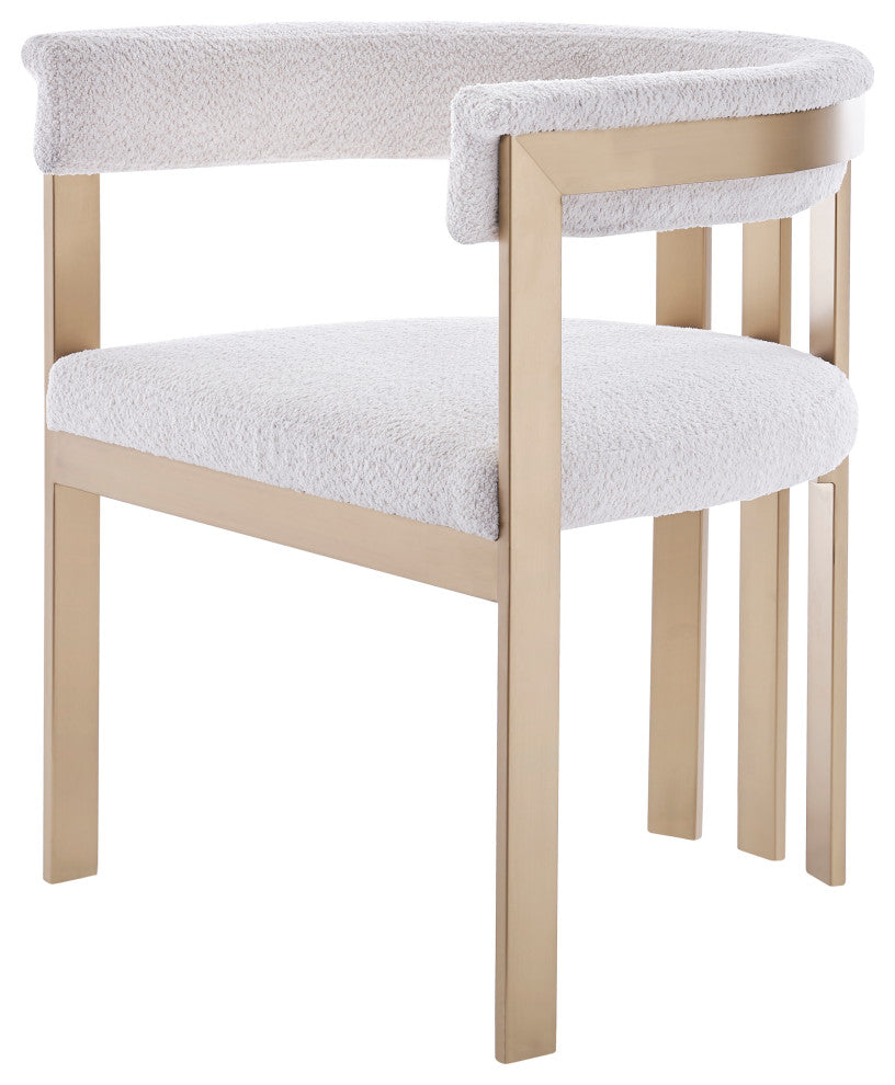 Modrest Pontiac Beige Wool Velvet and Gold Dining Chair