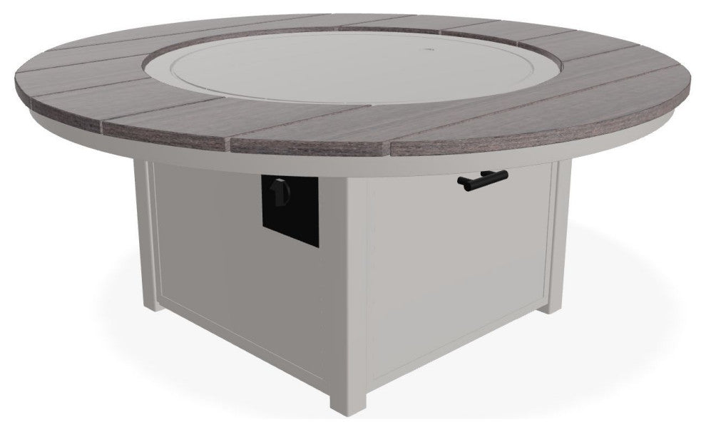 54" Round Marine Grade Fire Table with Propane Shelf, Warm Gray/Boardwalk