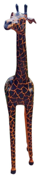 Handmade Paper Mache Giraffe Figurine, 50"