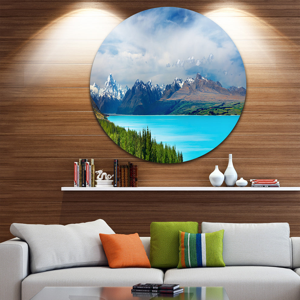 Mount Cook New Zealand Landscape, Photo Disc Metal Wall Art, 38"