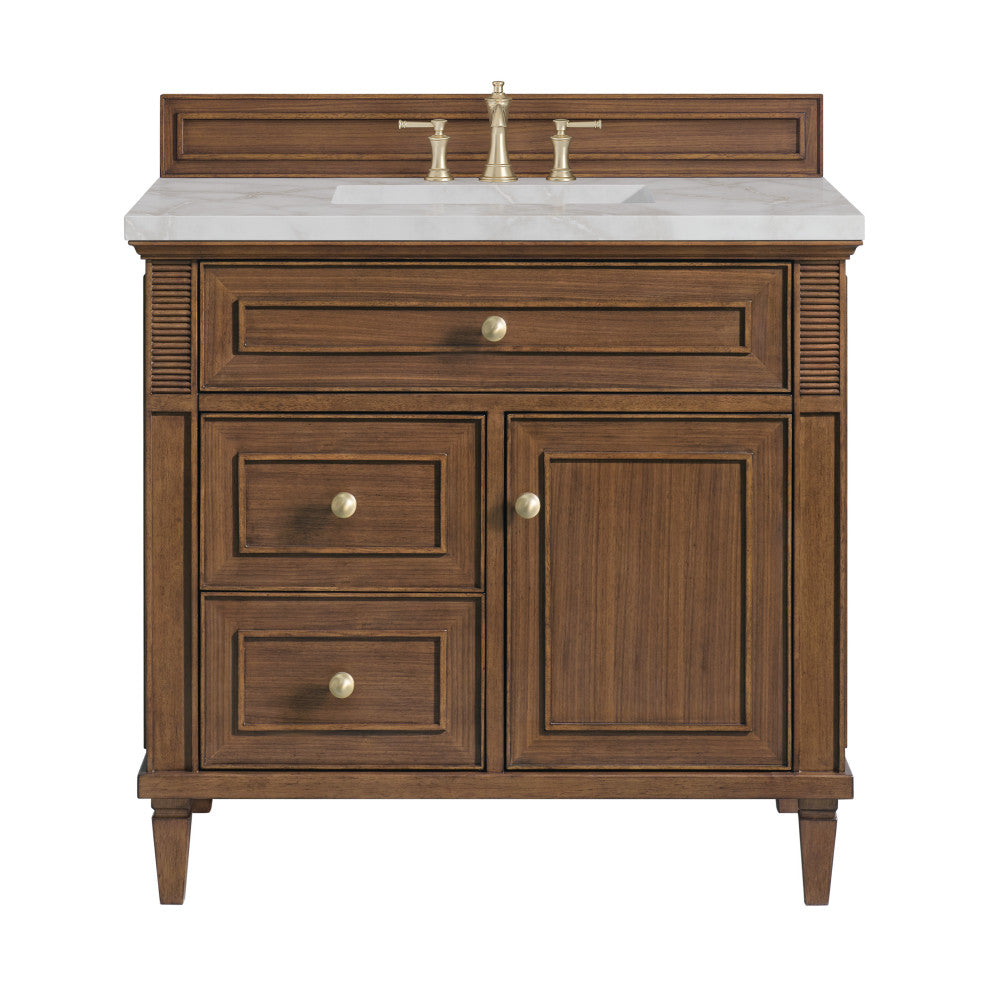 Lorelai 36" Single Vanity, Mid-Century Walnut, 3 CM Victorian Silver Top