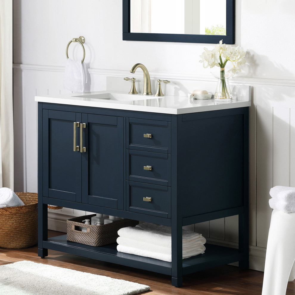 OVE Decors Stanley 42" Vanity, Midnight Blue With Power Bar