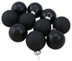 10-Piece Shiny, Glass Ball Christmas Ornament Set, 1.75", Matte Black