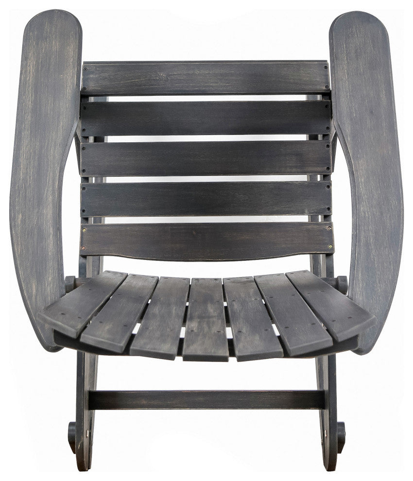 GDF Studio Vivian Outdoor Acacia Wood Adirondack Rocking Chair, Dark Gray, Set of 2