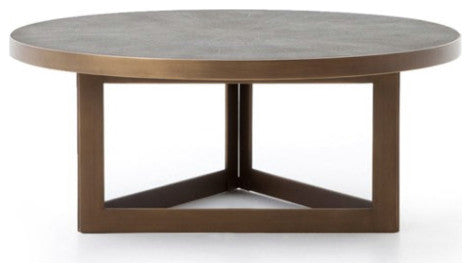 Shagreen Round Coffee Table, Grey Shagrn