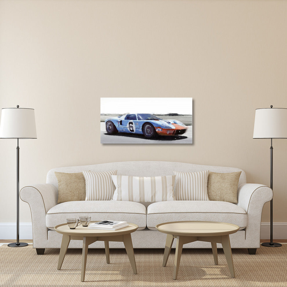 "Ford GT 40 Gulf Watercolor" Fine Art Print
