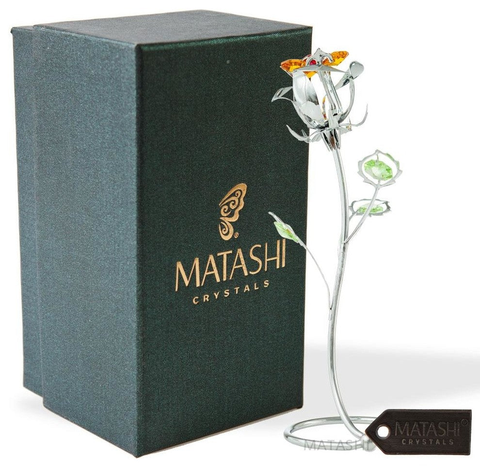 Chrome Plated Silver Rose Flower Tabletop Ornament