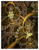 "Dark Green Gold Digital Fractal Flower" Metal Wall Art, 3 Panels, 28"x36"