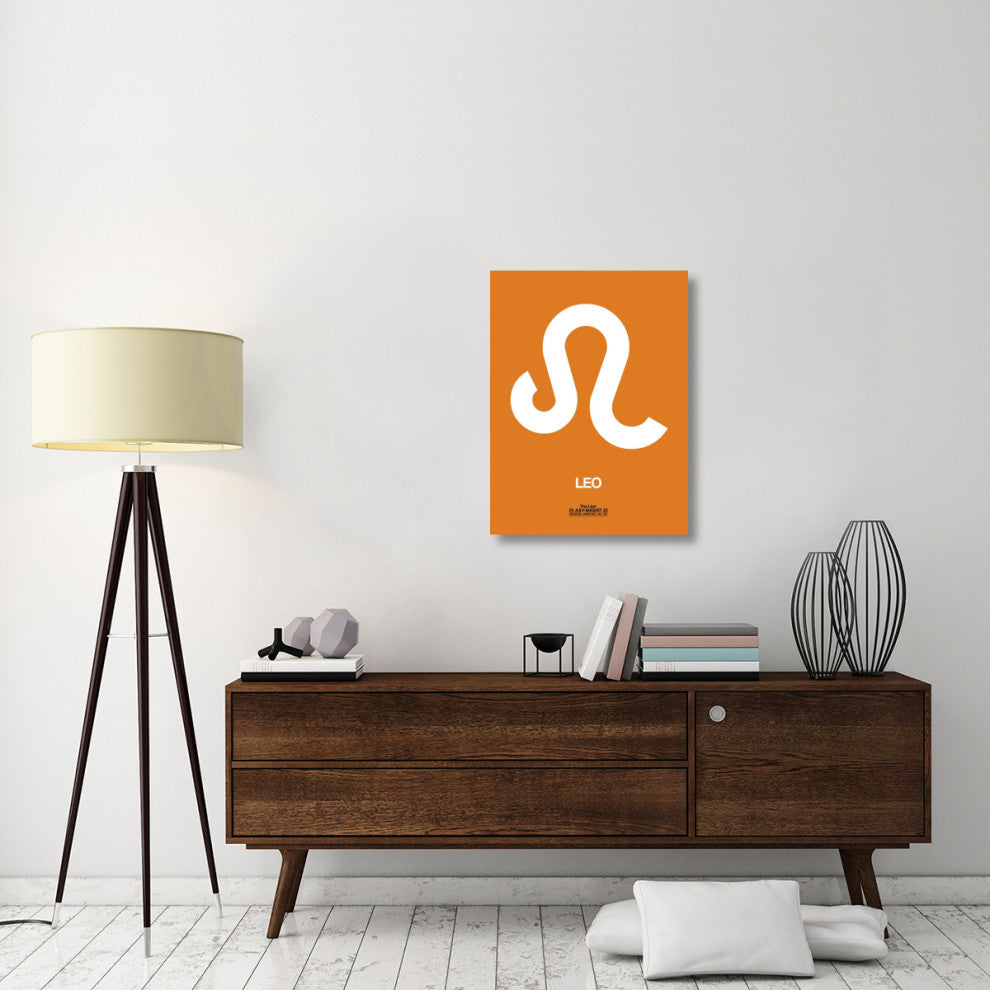 "Leo Zodiac Sign White on Orange" Fine Art Print