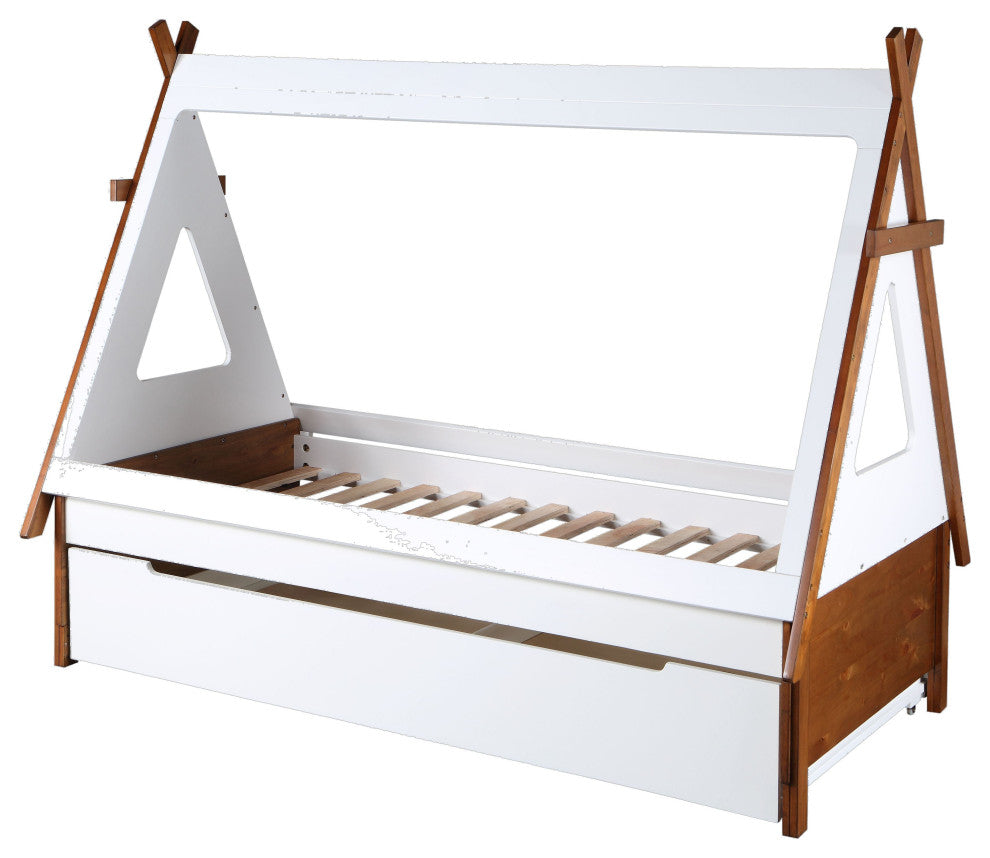 ACME Loreen Twin Bed, Oak and White Finish