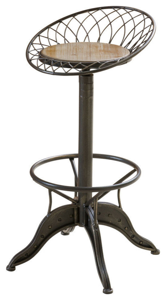 GDF Studio Aero Industrial Firwood Adjustable Height Bar Stool