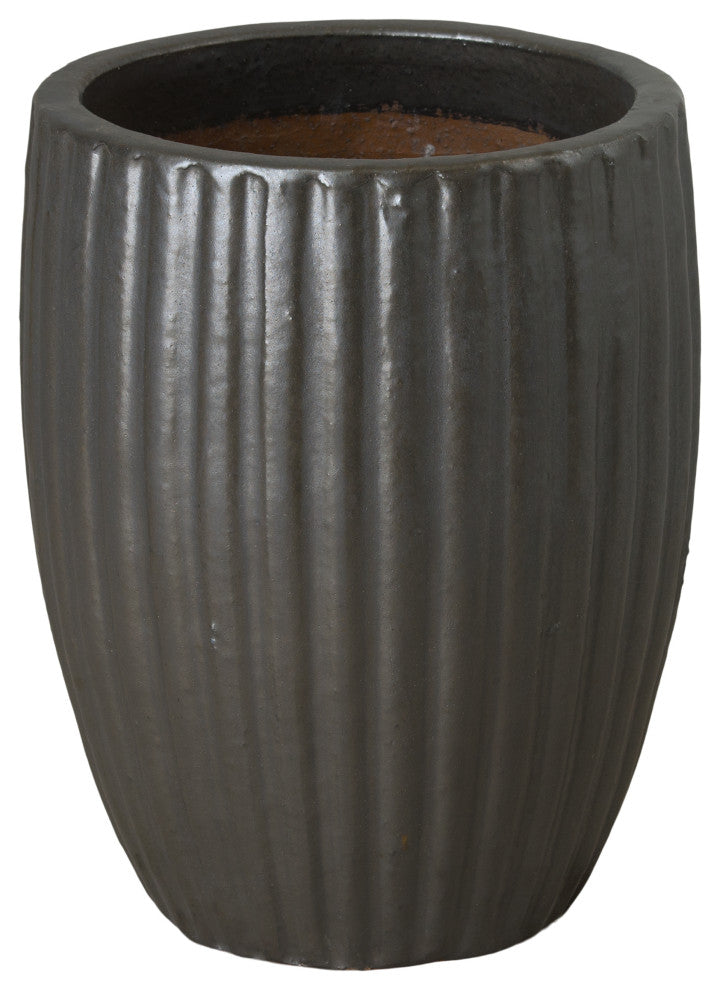 Ridges Planter, Matte Black 16x20