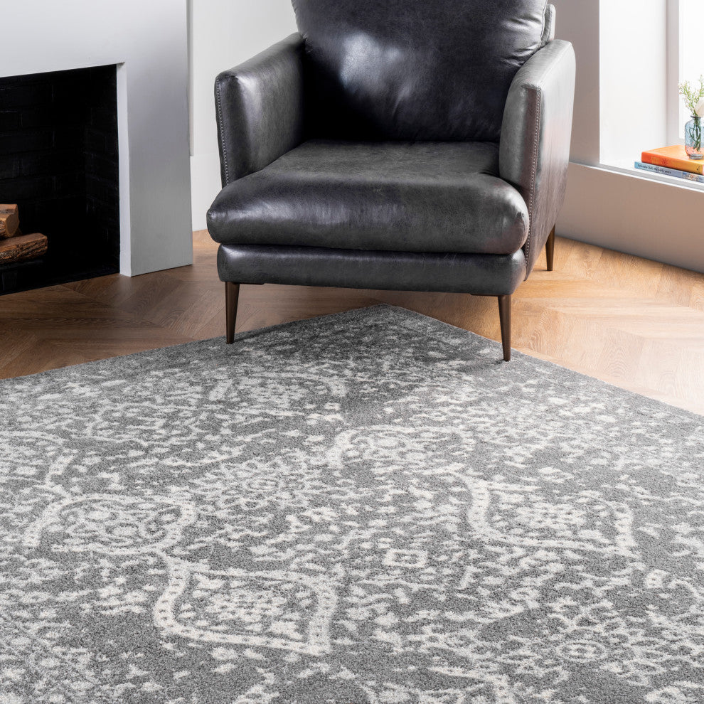 Nuloom Vintage Odell Traditional Transitional Area Rug, Grey 9'x12'